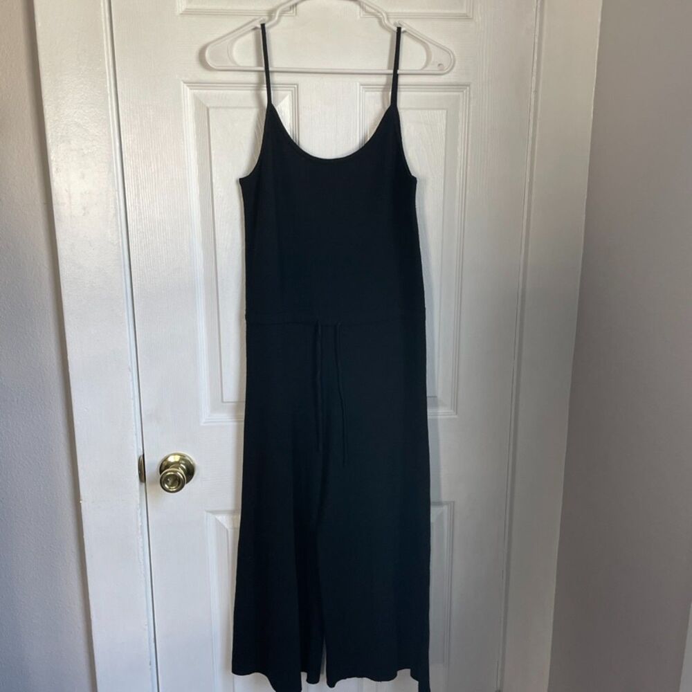 oak + fort black jumpsuit drawstring sleeveless wide leg